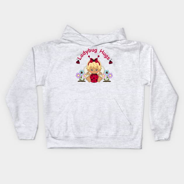 Lady Bug Hugs 1 Kids Hoodie by angelwhispers